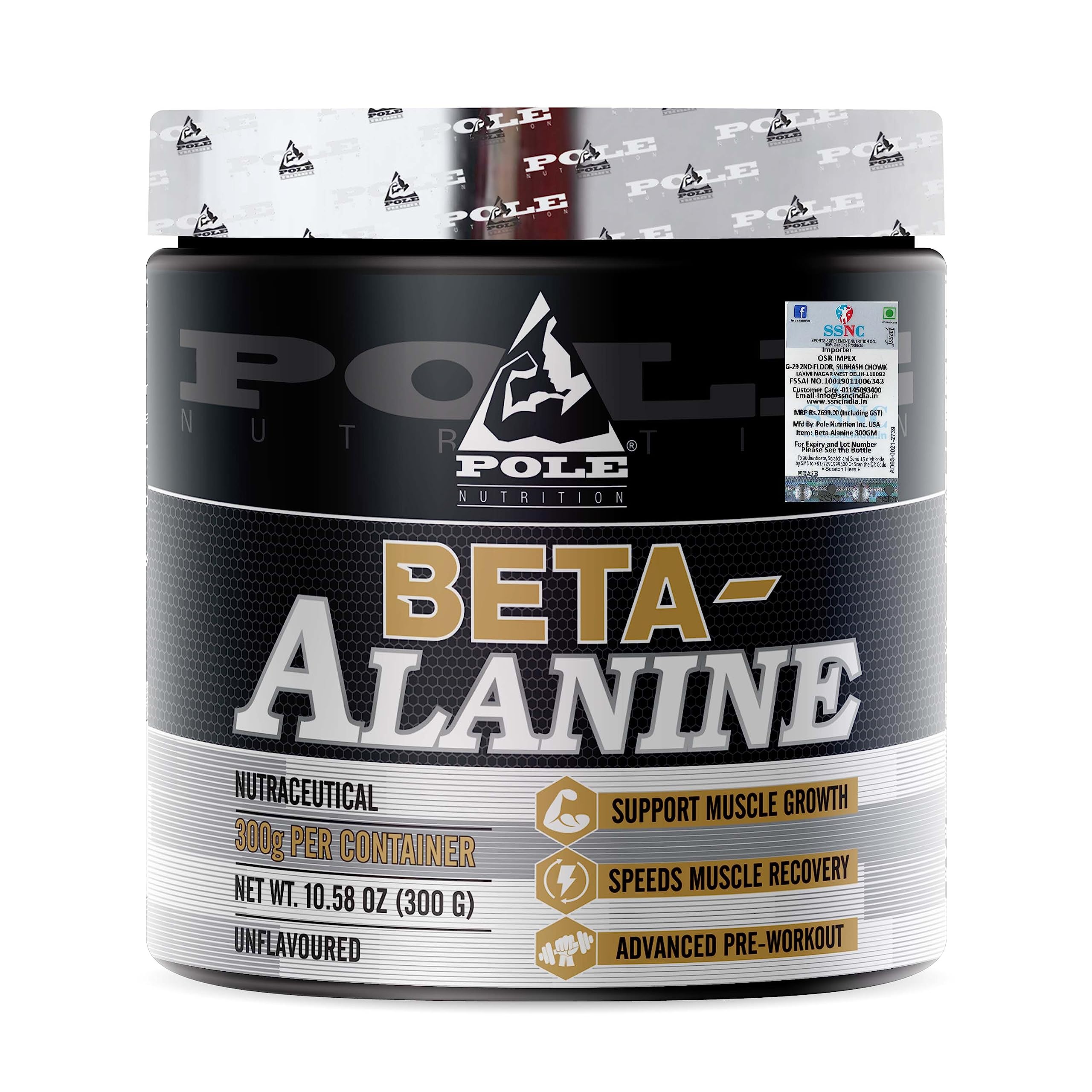 Pole Nutrition Beta-Alanine - Muscle Growth & Recovery Pre-Workout Powder for Men & Women, Unflavored, 300g - Boost Your Training Performance 3
