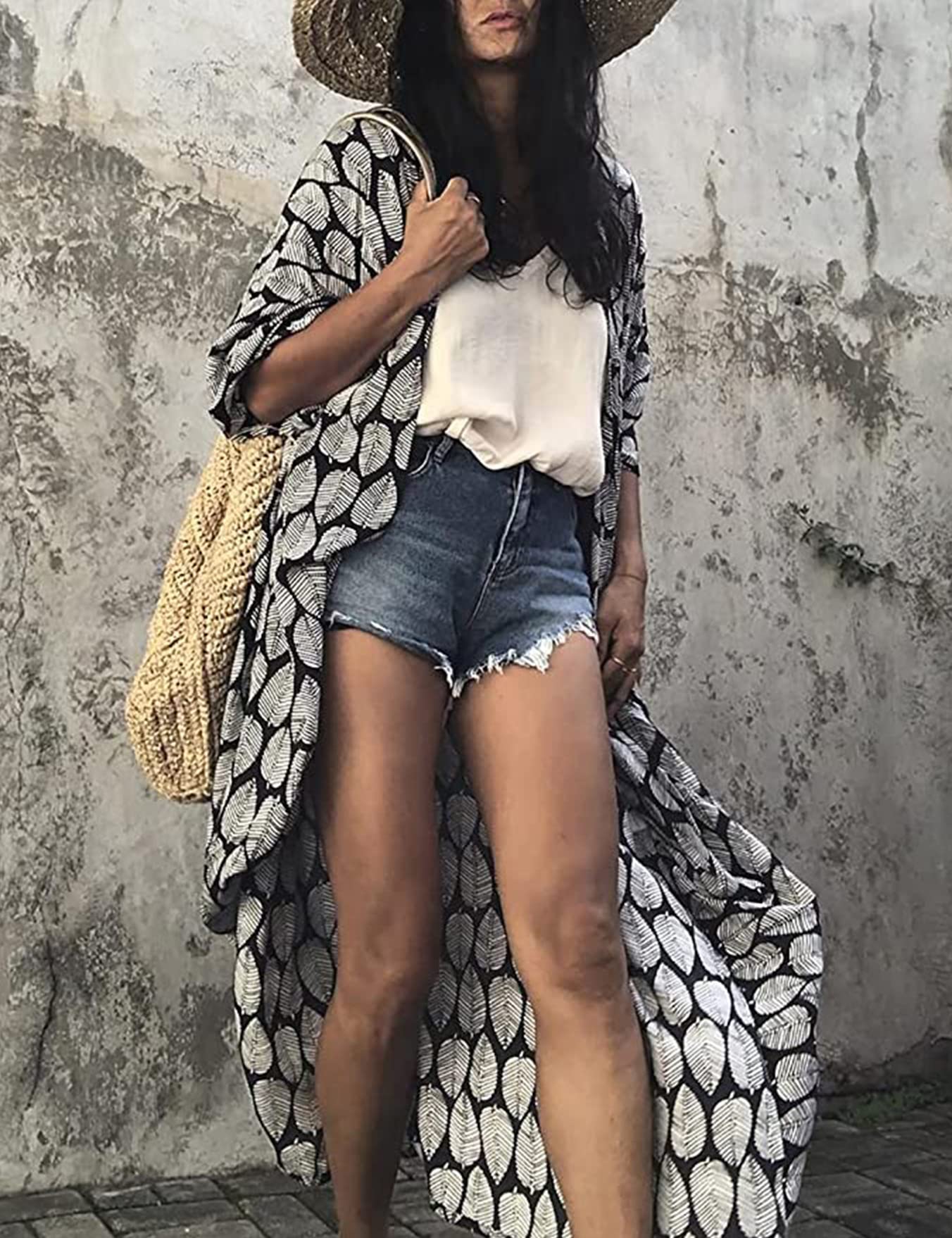 Eleganckie kimono plażowe dla kobiet z długim wiązaniem
