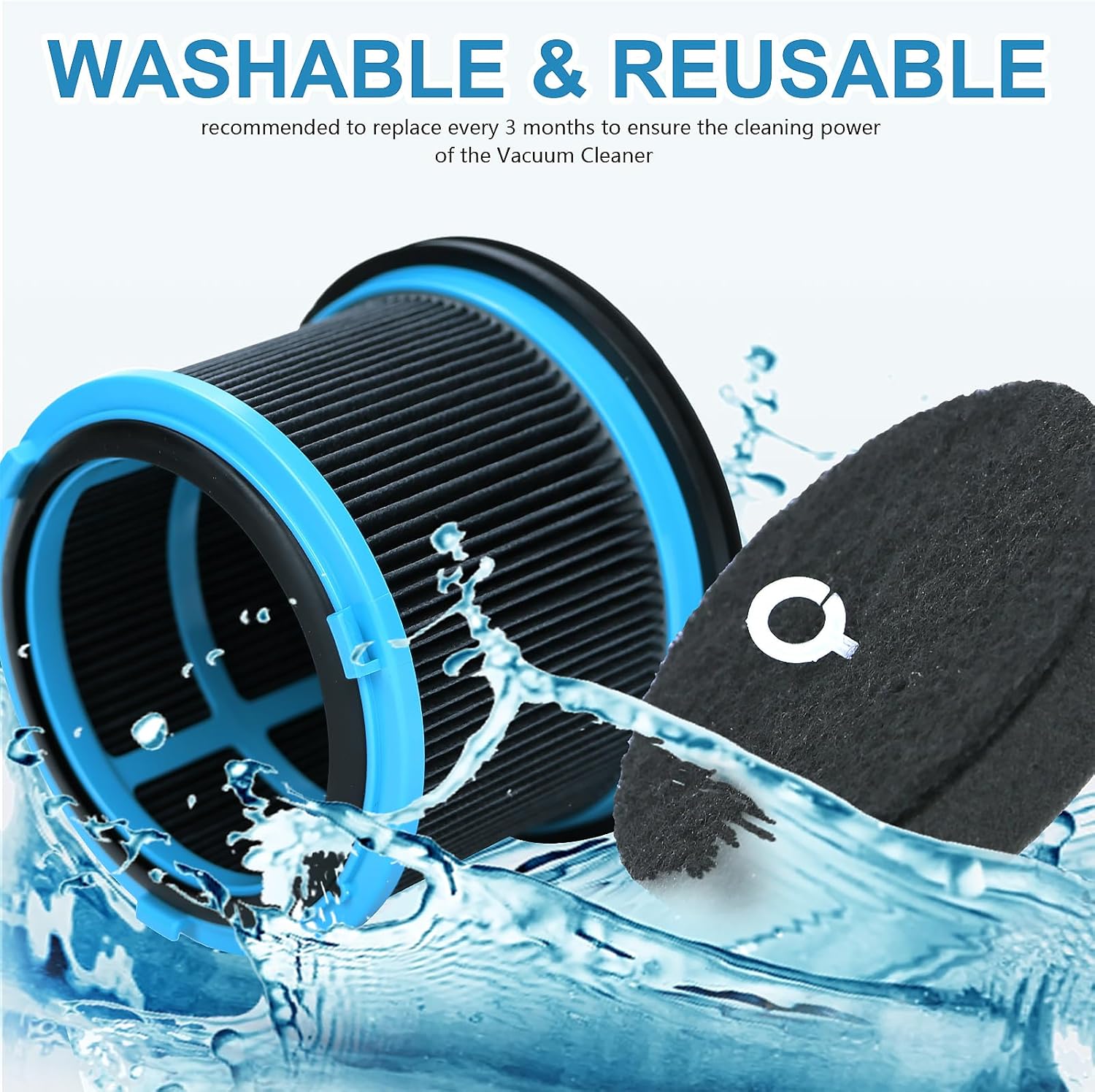 Replacement HEPA Filter kit Compatible with Bissell 4052 4039 4137 PowerClean FurGuard 280W and FurFinder 200W Self-Standing Cordless Vacuum (6 filters and 12 filter cotton pieces)