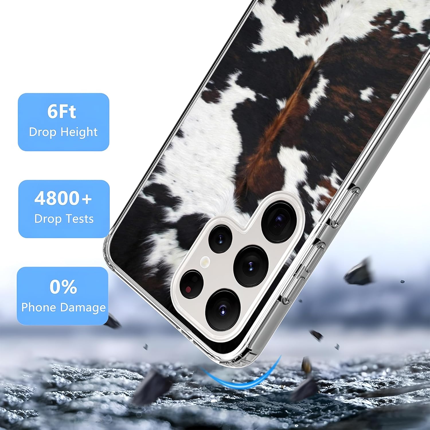 Compatible with Samsung Galaxy S25 Ultra Case, Western Cowhide Print Howdy Boho Cowgirl Cowboy Country Retro Graphic Slim Soft TPU Shockproof Protection Clear Case - Image 3