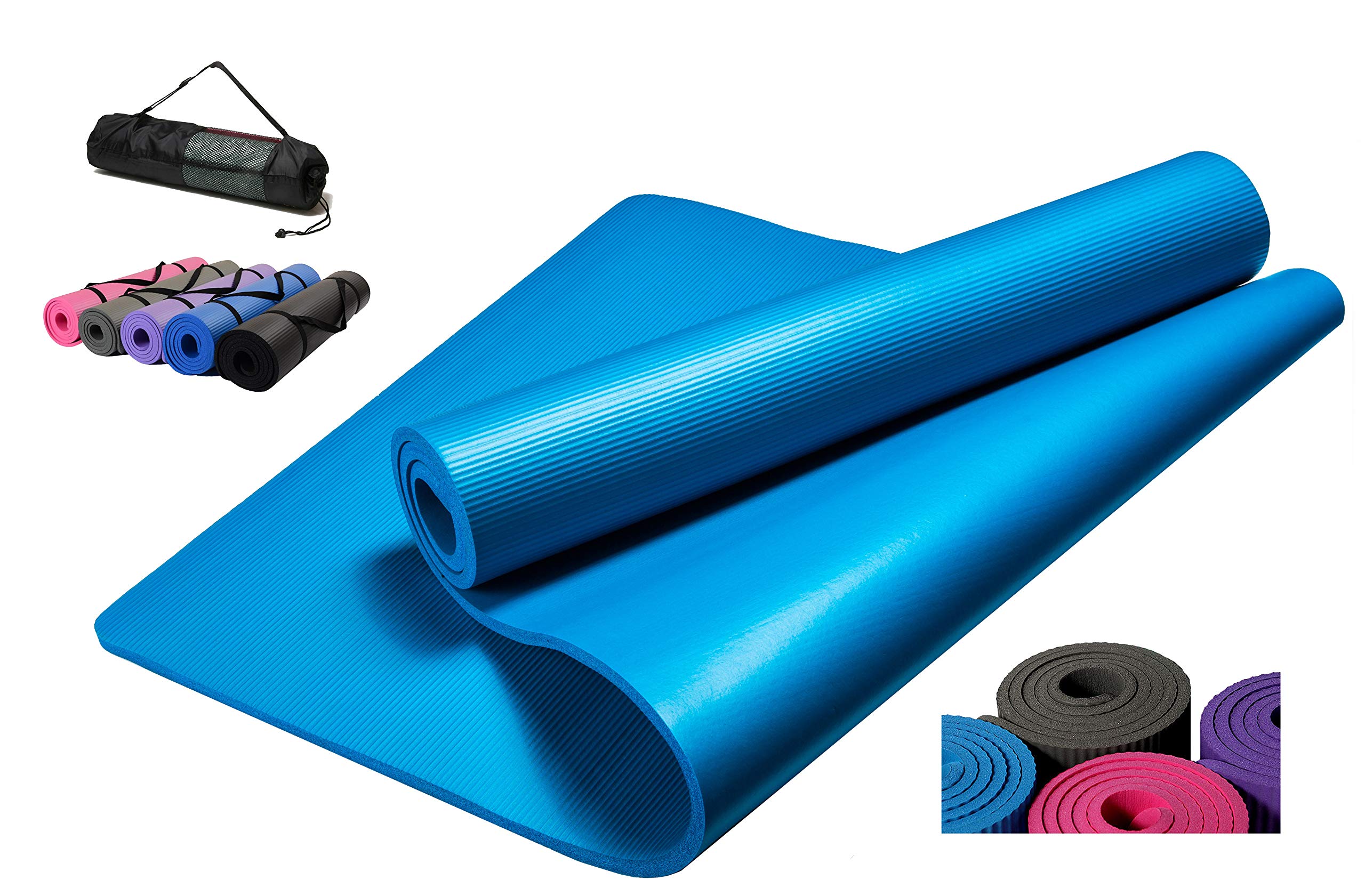 Kamay's Exercise Mat 10mm NBR Fitness Yoga Mat Extra Thick Large Padded High Density NBR Mat For Pilates, Fitness & Workout With Carry Bag,Eco Friendly Lightweight,183 * 63cm,Purple