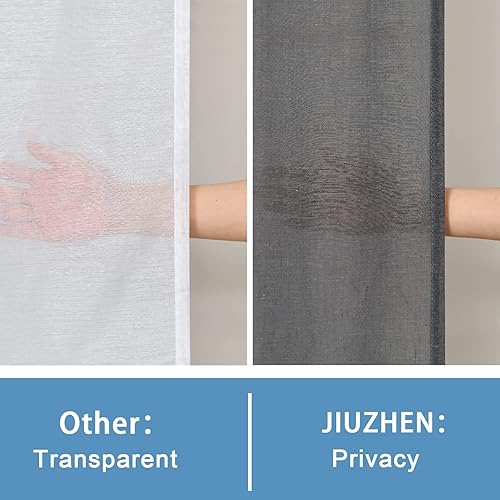 Miniatura 10 de JIUZHEN Cortinas traslúcidas de lino para tratamiento de ventanas, con bolsillo para barra, filtrado de luz, cortinas semitransparentes texturizadas