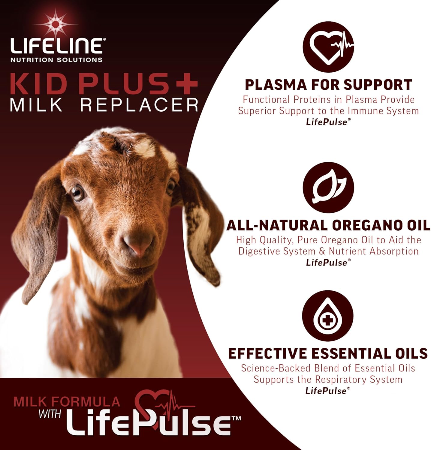 ANNUSO LIFELINE Kid Plus+ Milk Replacer, 25lb Bag - 23% Protein & 25% Fat - Enhanced with LifePulse for Added Support - Encourages Immunity, Digestion & Respiratory Health - Easy-Mix Powder