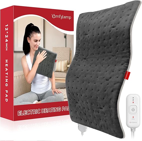 Comfytemp Heat Pad for Back Pain Relief, 12"x24" Electric Heat Pad with