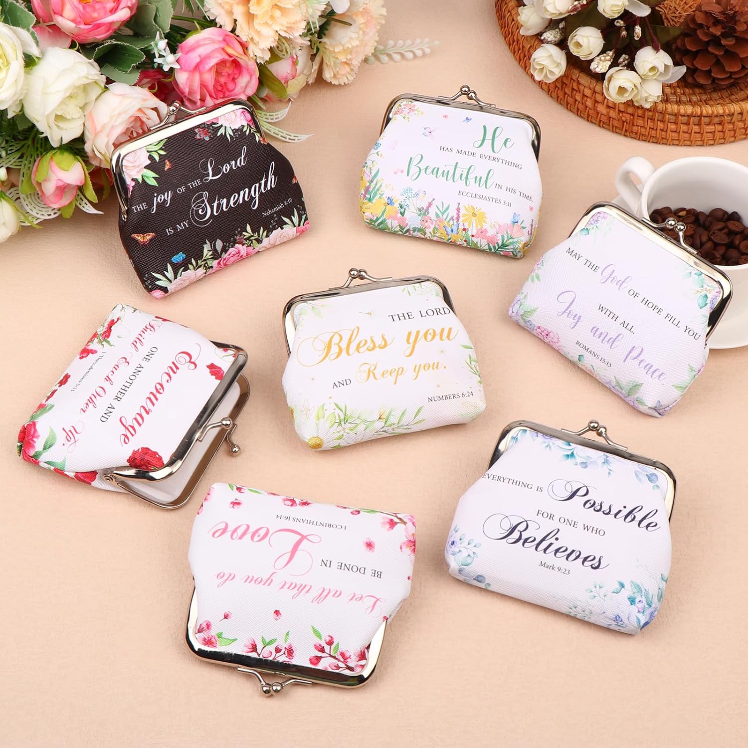 Christian Coin Purse Bulk for Women Bible Verse Religious Kiss Lock Change Purses Inspirational Vintage Mini Cute Travel Pouches Wallet Bag for Ladies Mother Teacher Church Gifts (9) - Image 7
