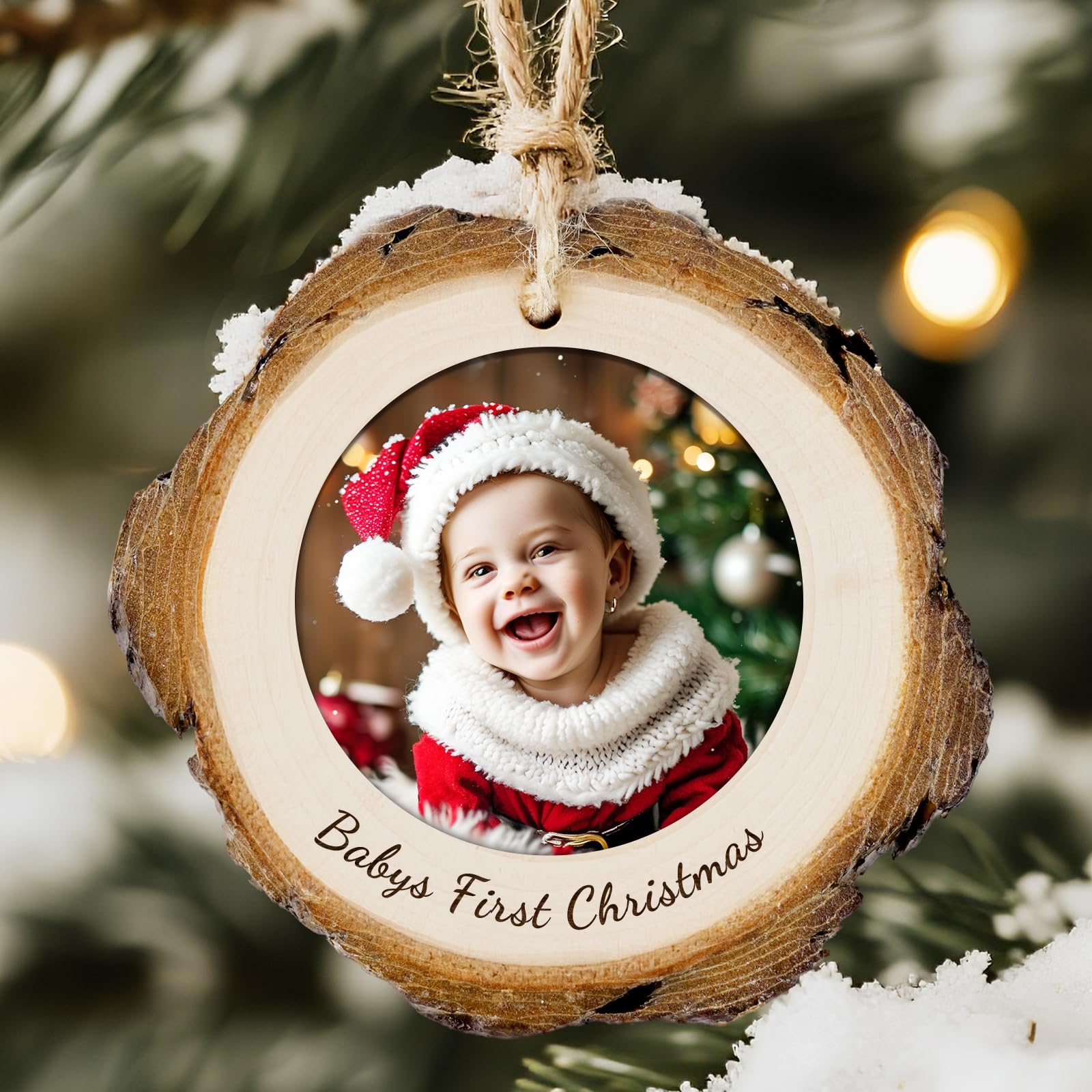 ALBK Personalised Babys First Christmas Bauble with Photo- Custom Baby's First Christmas Glass Decorations, Ideal Xmas Gifts for Girls, Boys, Kids, Toddlers, New Babies — image 1