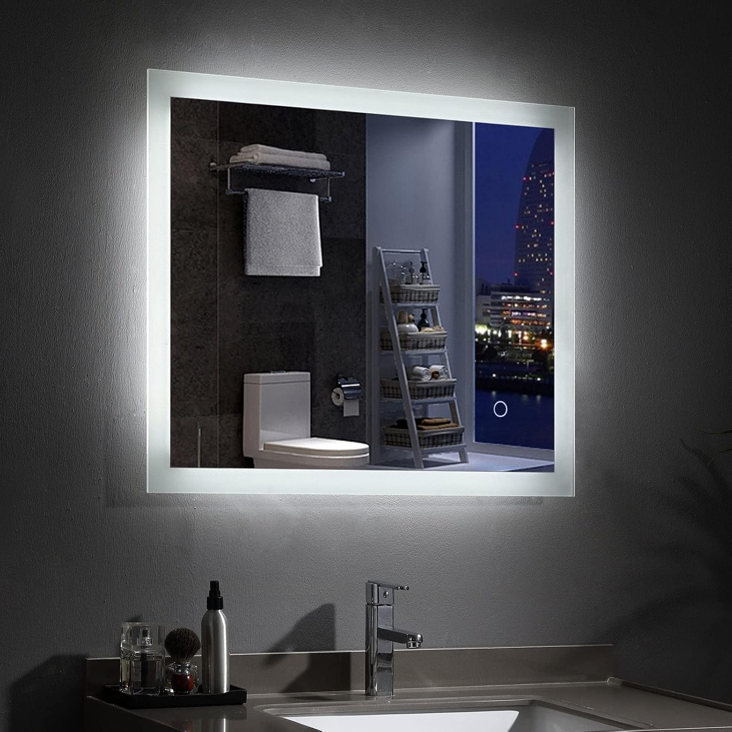 MIQU 600 x 500 mm Light Up Wall Mirror,LED Backlit Bathroom Vanity