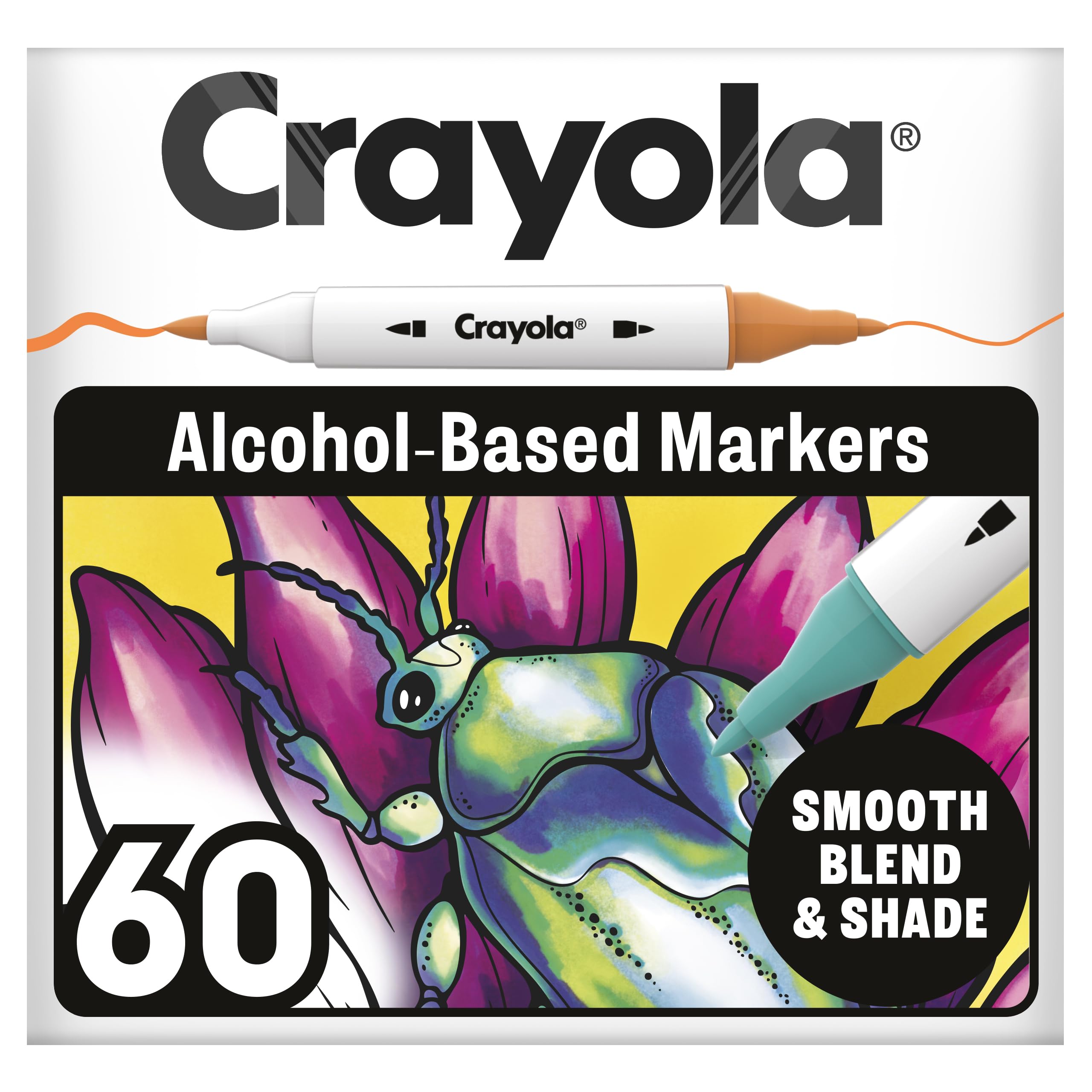 Crayola Zestaw 60 Markerow Alkoholowych, Cienka i Brush, 14+