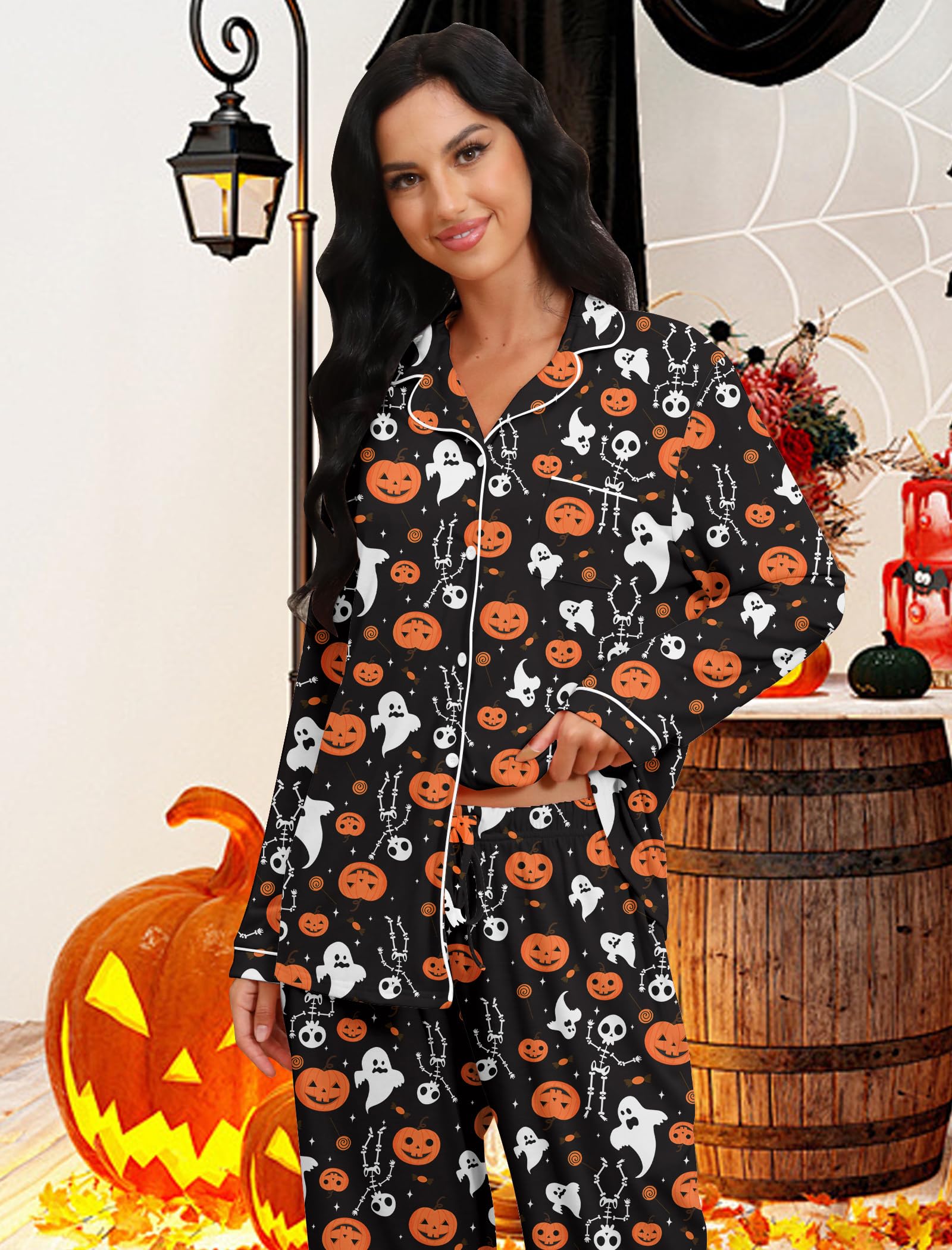 RAISEVERN Conjunto de pijama de Navidad a juego para parejas para mujeres y hombres, pijama de Navidad suave, conjunto de pijama de manga larga, ropa de dormir cálida