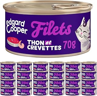 Edgard & Cooper Katzennetz (Thunfisch & Garnelen, 70 g x 24), frischer Fisch und hochwertiges Protein, echte Zutaten für Katzen, natürliche Netze für sterilisierte und aktive Katzen product image