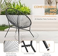 Vista 3 de ONBRILL Juego de 3 piezas para patio, sillas Acapulco para exteriores con mesa auxiliar, muebles de ratán PE para todo tipo de clima, para balcón