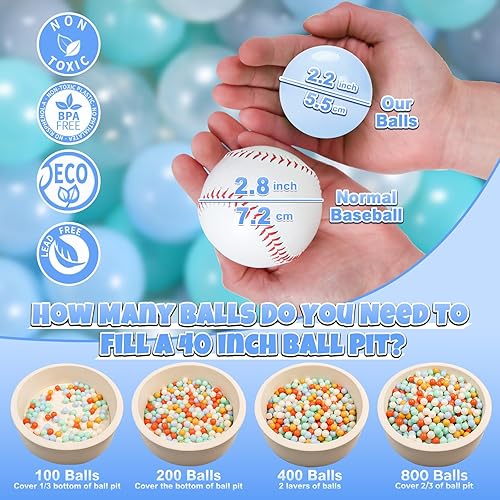 Miniatura 2 de GOGOSO Pelotas para niñas y niños pequeños para casa de juegos, piscina para bebés, centros de diversión, para bebés, niños, niños pequeños de 1 a 3