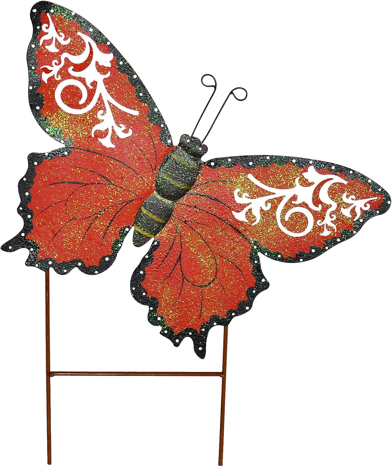 Metal Butterfly Garden Stakes - Spring Decorative Yard Signs - Indoor Outdoor Plant Flower Stake Lawn Ornaments Butterfly Decoration (Blue + Red)