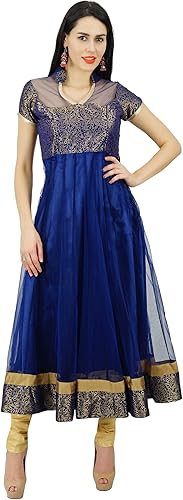 Bimba Vestido de diseñador de manga casquillo de las mujeres Anarkali Kurti Kurta ropa étnica