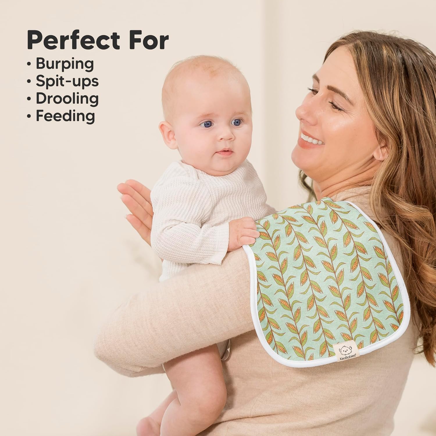 KeaBabies 5-Pack Burp Cloths for Baby Boys and Girls and 5-Pack Muslin Burp Cloths for Boys and Girls - Ultra Absorbent Burping Clothes, Burps Clothe - Cotton Washcloths, Burping Rags
