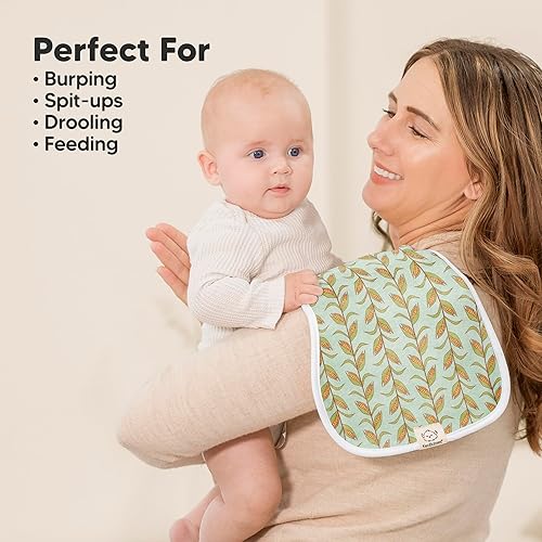 Vista 284 de Paños orgánicos para eructos para bebés niños y niñas, paquete de 5 paños de algodón súper absorbentes para bebés, trapos suaves y afelpados