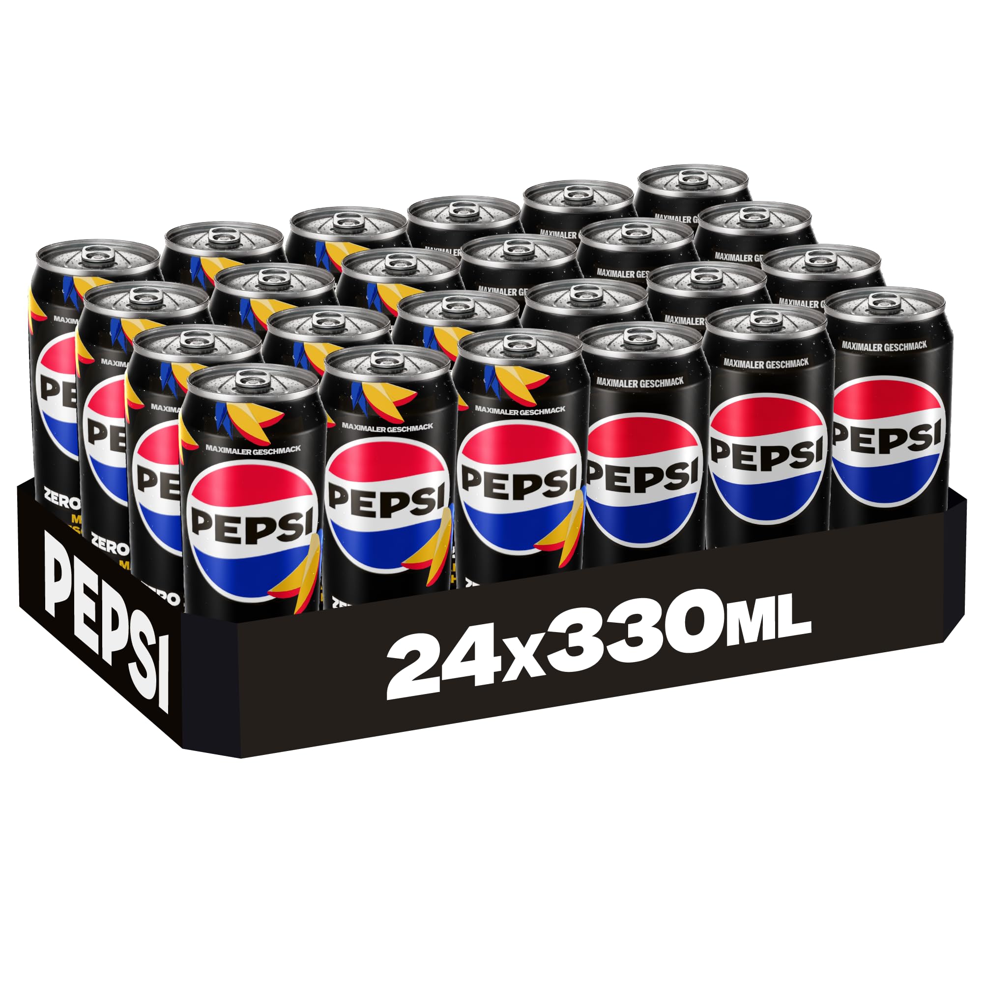 Pepsi Zero Mix 24x330ml – Pepsi Zero & Sugar free Mango – Zuckerfreie Cola-Erfrischung im Vorteilspack – Kalorienfreie Softdrinks mit Geschmack