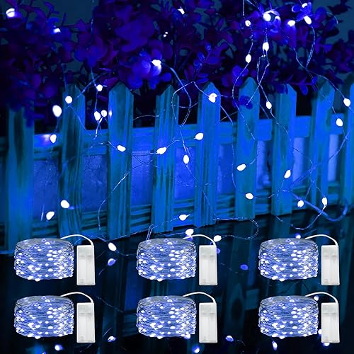 FTEOYEL Guirnalda de luces LED que funcionan con pilas, paquete de 6 tiras de luces blancas cálidas de 10 pies, 30 luces LED para dormitorio,
