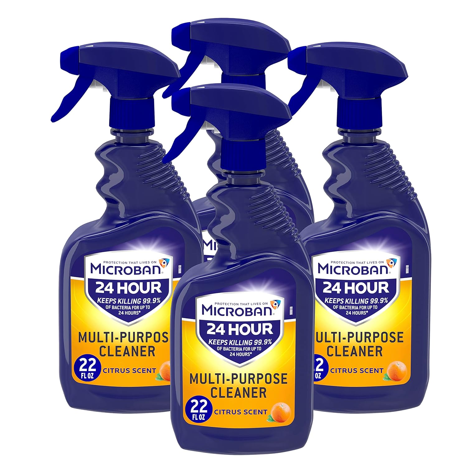 MICROBAN Disinfectant Spray 24 Hour Sanitizing and Antibacterial Spray All Purpose Cleaner Citrus Scent 4 Count 22 fl