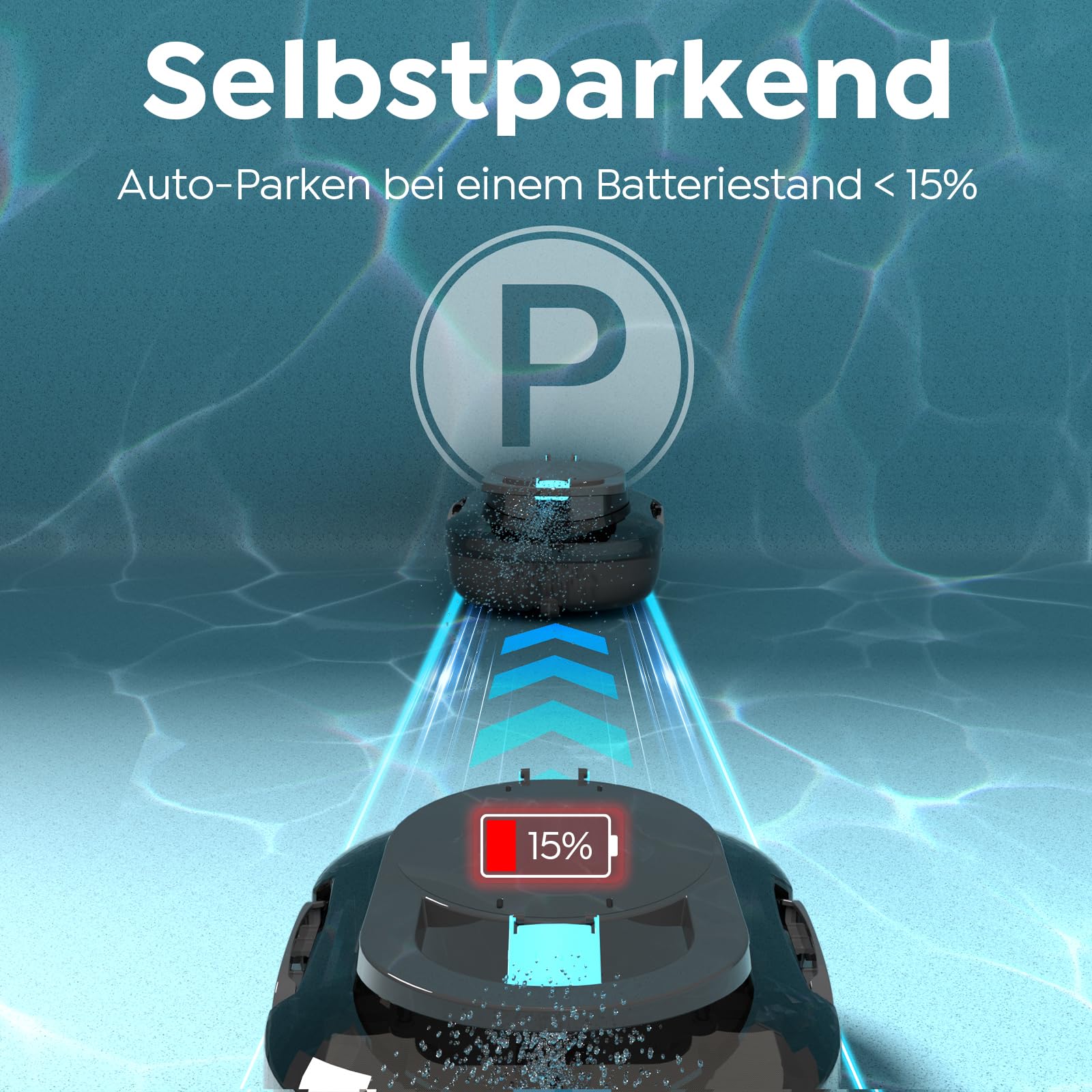 S1PRO 2026 Upgrade Poolroboter Akku, 120 Min Reinigungszeit, Leichter Poolsauger mit Dual-Antriebsmotoren, 2,5 Stunden Ladezeit, Auto Parken Poolreiniger für Flache Böden Pools bis 95 m², Tiefschwarz