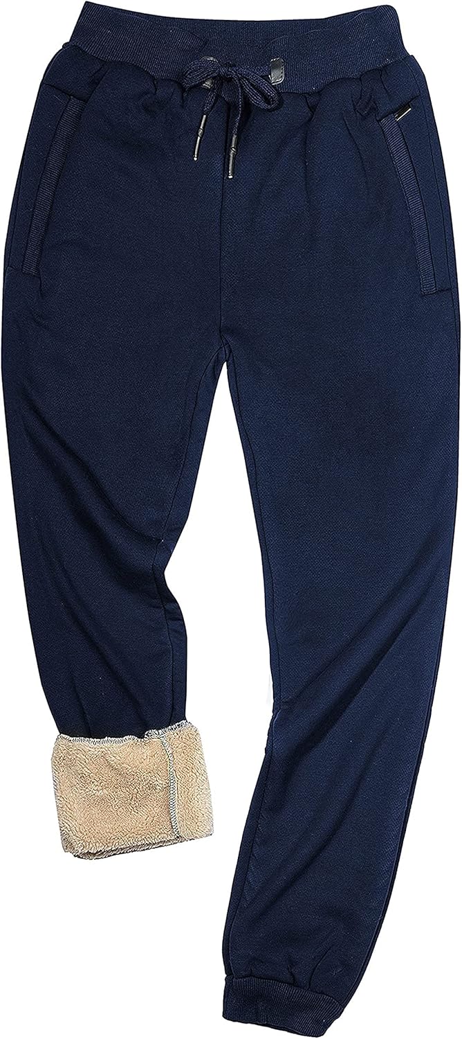 Faleave Men's Warm Sherpa Lined Sweatpants Fleece Pants Thicken Active Jogger Sports