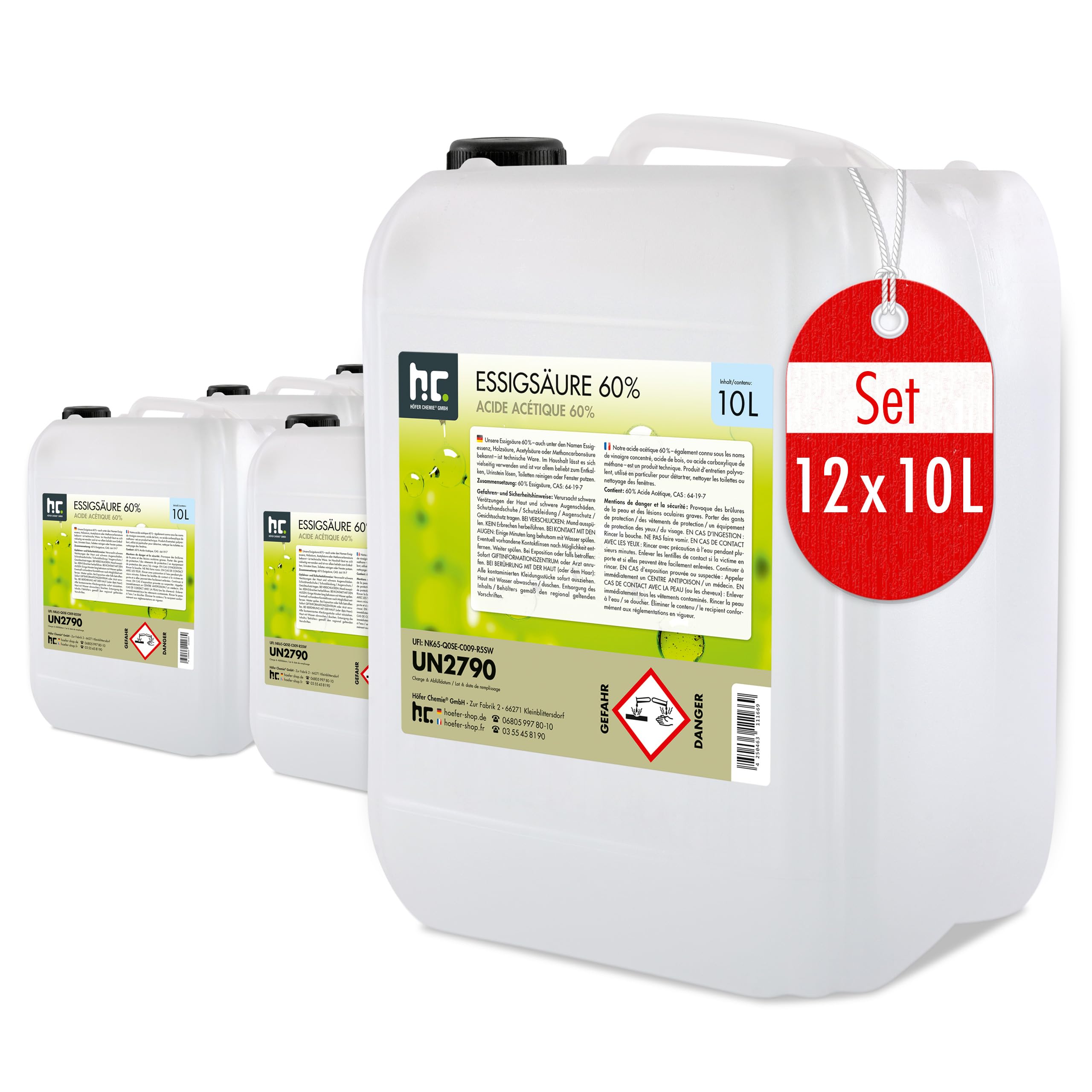 Höfer Chemie Essigsäure 60% - 12 x 10 L