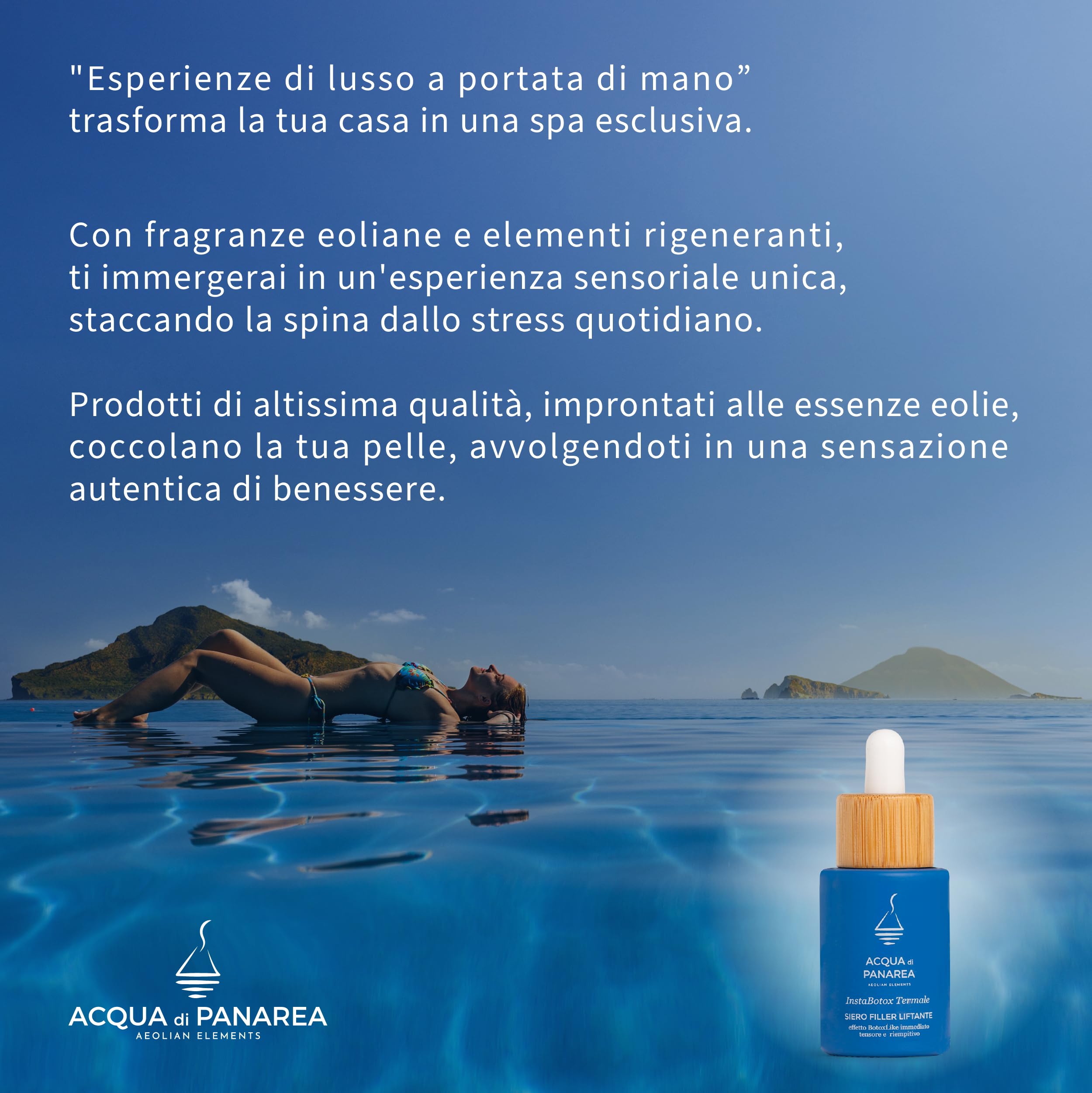 ACQUA DI PANAREA Siero Viso Filler Antirughe Con Acqua Termale Vulcanica Acido Ialuronico Bava di Lumaca Argireline Siero Siciliano di Venere Per Skincare Viso Acqua Di Panarea 40ml Made in Italy