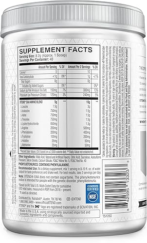 Miniatura 4 de Xtend Scivation EAA + BCAA Powder  Recuperación muscular y crecimiento muscular magro  9 aminoácidos esenciales para intraentrenamiento o