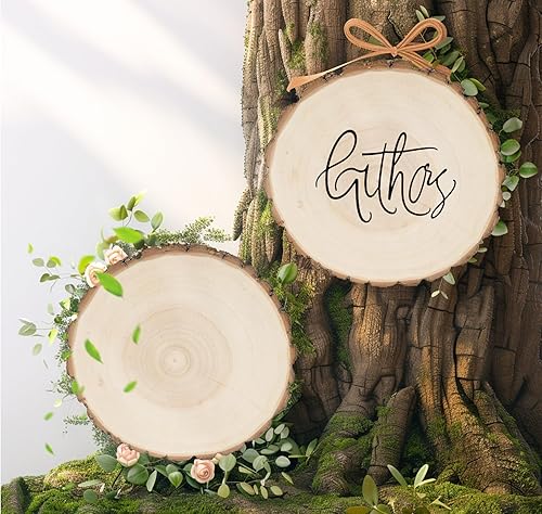 Miniatura 9 de Rebanadas de madera para centros de mesa, 7-8 pulgadas, paquete de 2 astillas de madera redondas sin terminar de la naturaleza para manualidades,