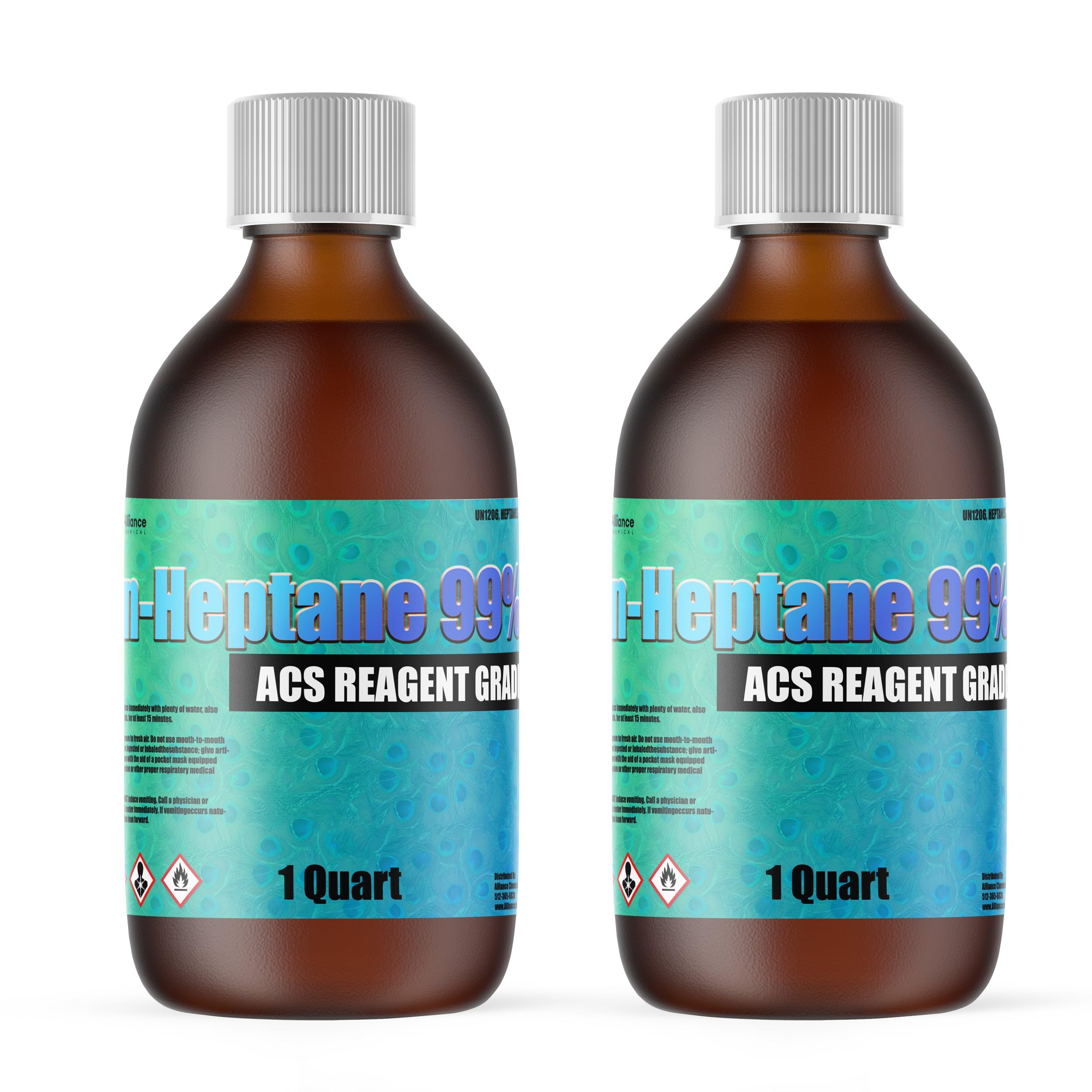 n-Heptane 99% ACS - 2 Liters – for Industrial Cleaning, degreasing, Solvent Extraction, Chemical Processing, and Laboratory Reagent Applications