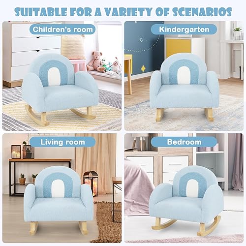 Miniatura 4 de Sofá Infantil INFANS, Silla Balancín para Niños Pequeños con Estructura de Madera Sólida, Diseño Antivuelco, Tela de Felpa, Sillón para Niños