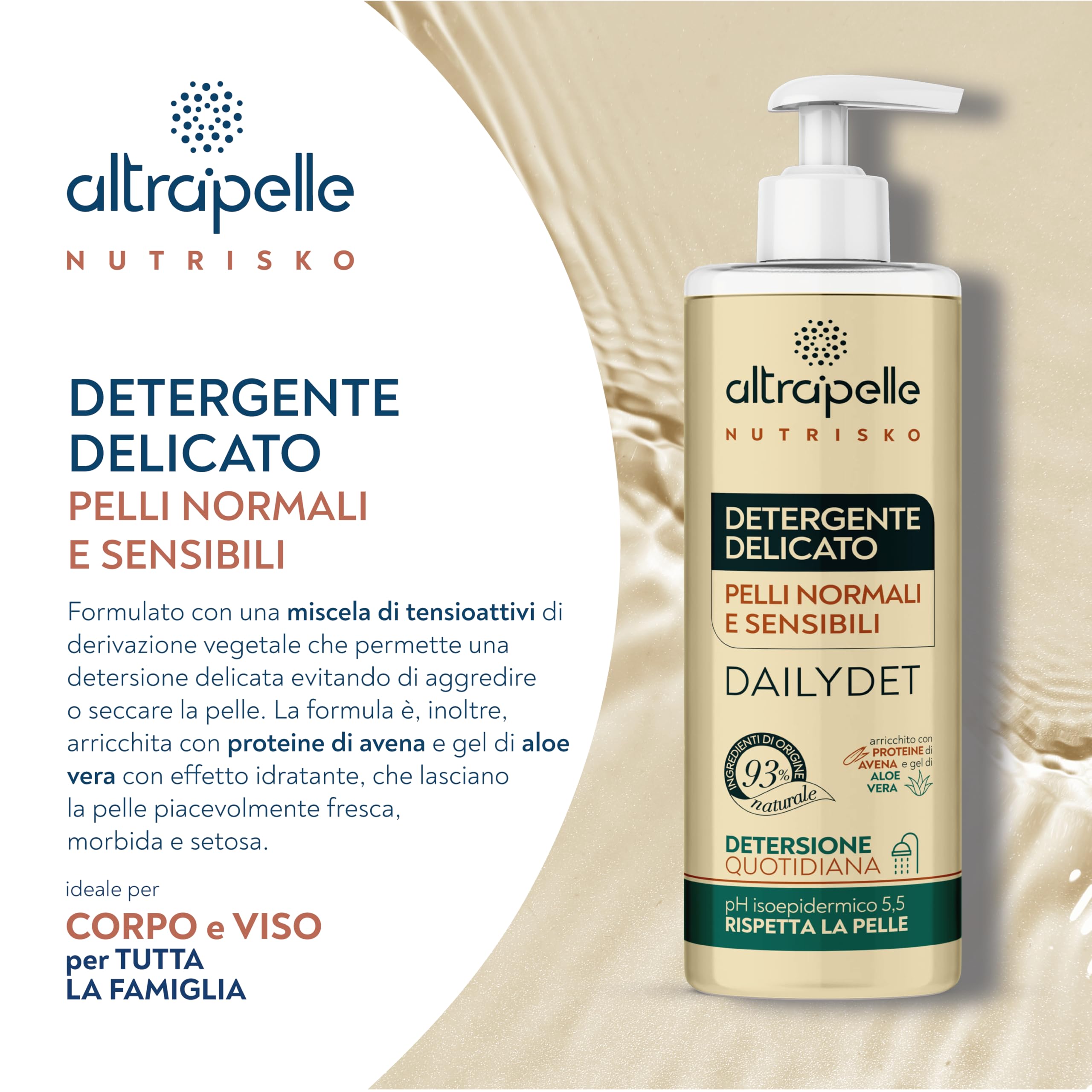 Altrapelle Nutrisko Gentle Face and Body Cleanser for Normal and Sensitive Skin Daily and Soothing Cleansing - Image 2