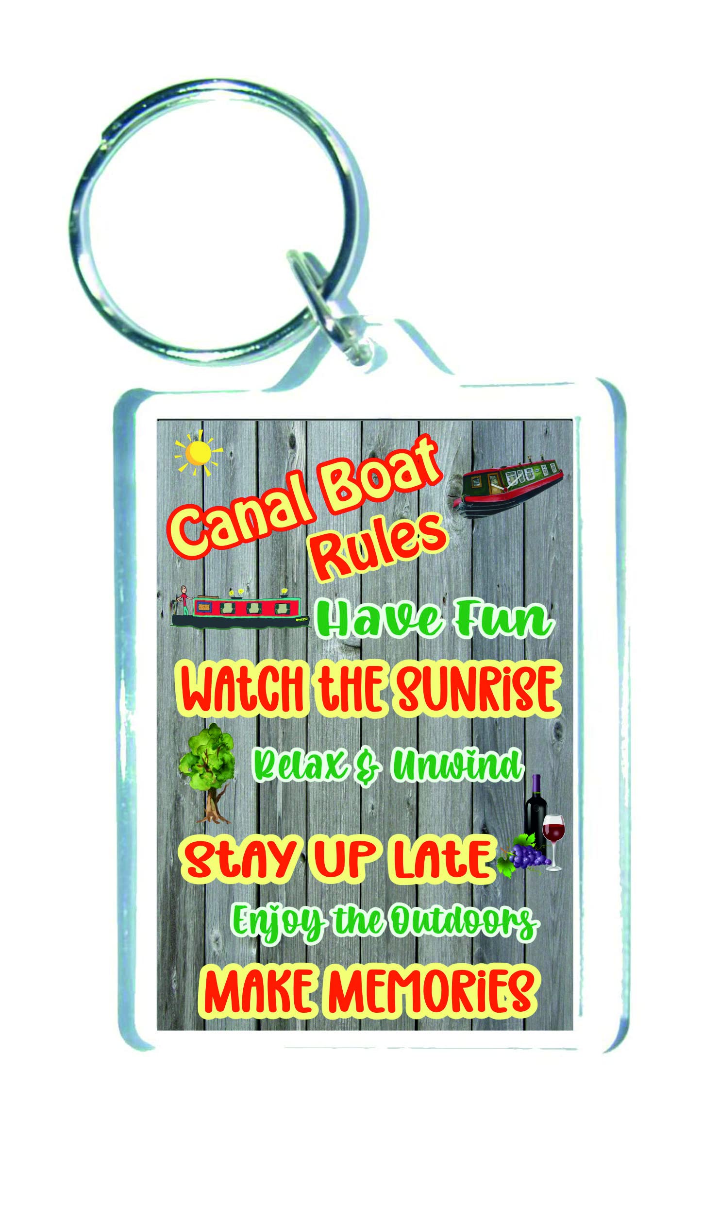 Decalarama Funny Canal Boat Keyring – Canal Boat Rules - Sarcastic Gift - Glamping Novelty Gift Cheeky Gift Present