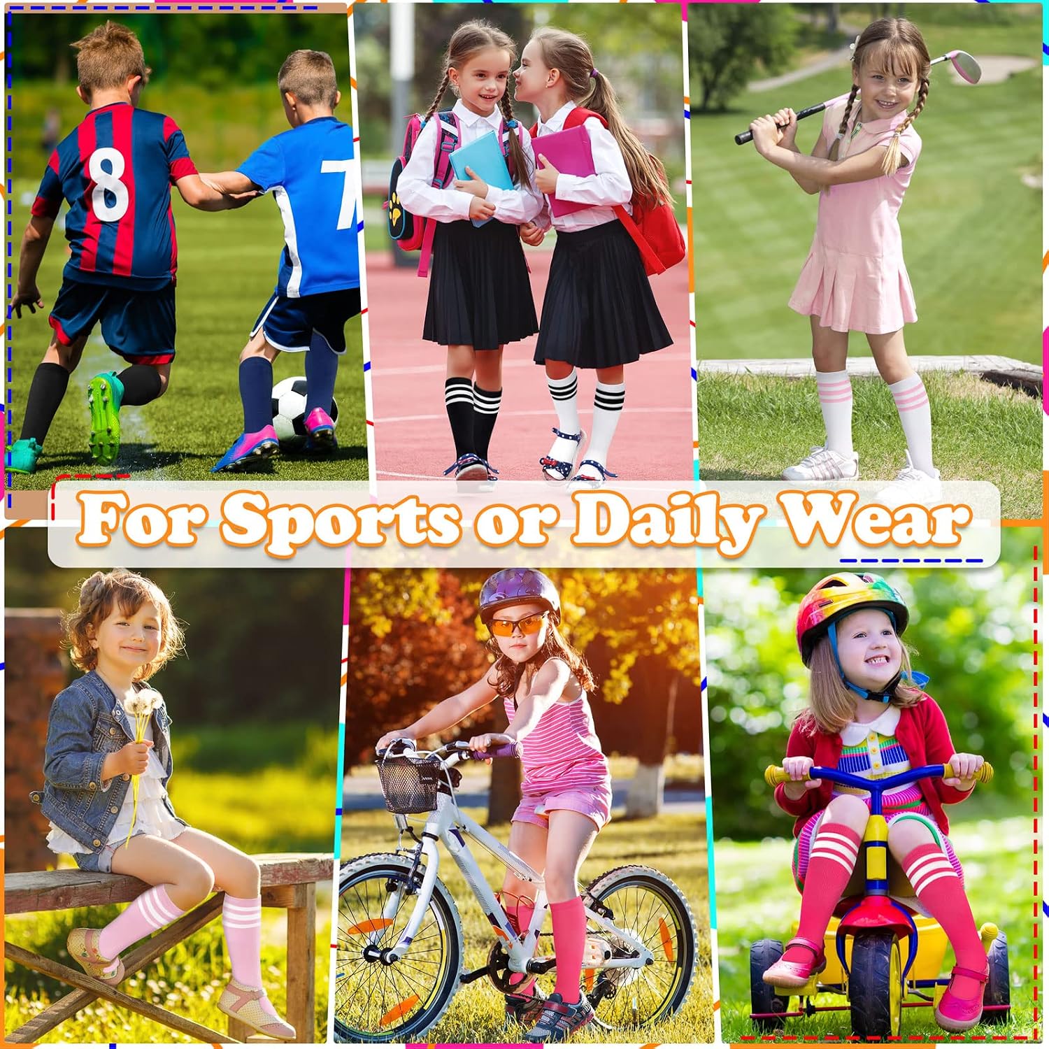 Sarfel 4 Pairs Youth Kids Toddler Soccer Socks Girls Boys Baseball Socks Kids Football Softball Accessories Team Sports
