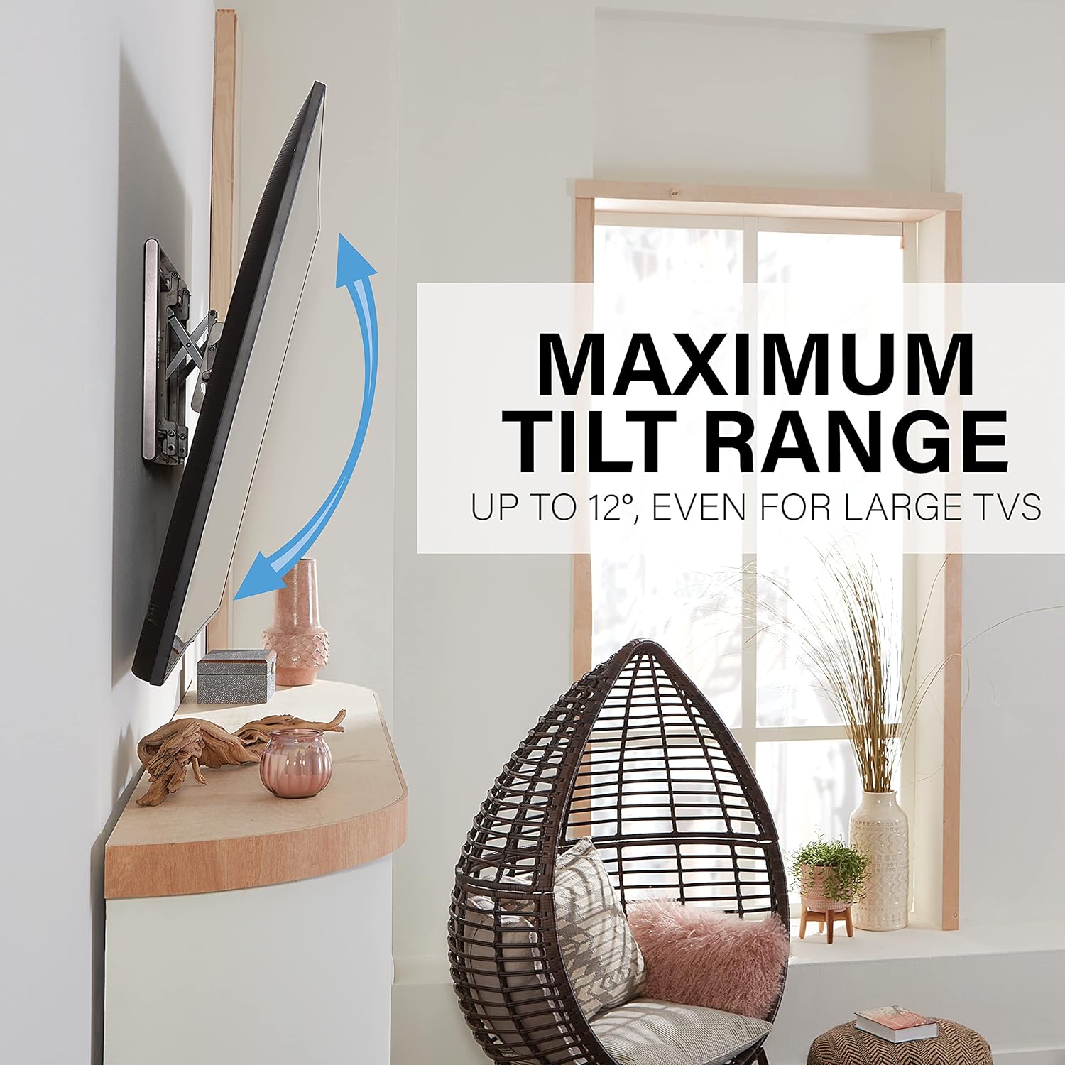 SANUS Advanced Tilt 4D Premium Universal Low Profile TV Mount for 42" - 90" Flat Screen TVs & Fireproof Surge Protector
