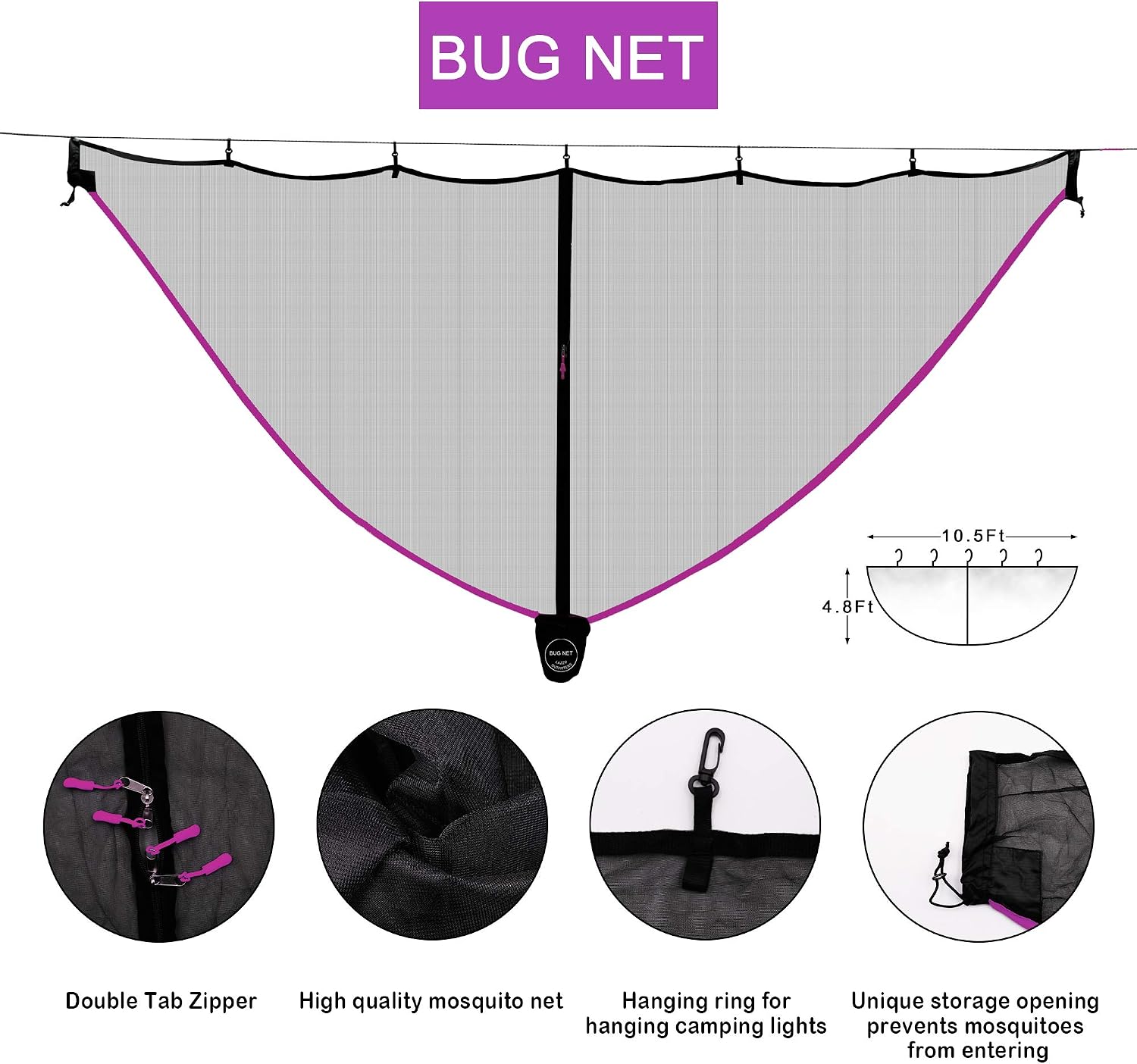 LAZZO Camping Hammock | Bundle Includes Net, Tarp, Tree Straps, Backpack | Weighs 4 Pounds, Perfect for Hammock Camping,Backpacking，Hiking | Lightweight Nylon Single Hammock