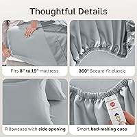 Vista 6 de California Design Den Juego de sábanas de lujo Twin XL - 100% algodón, 600 hilos, sábanas Twin XL de bolsillo profundo, ropa de cama suave