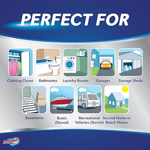 Miniatura 4 de DampRid Absorbedor de humedad desechable sin fragancia con carbón activado, 18 onzas, paquete de 3, absorbente de humedad y removedor de olores