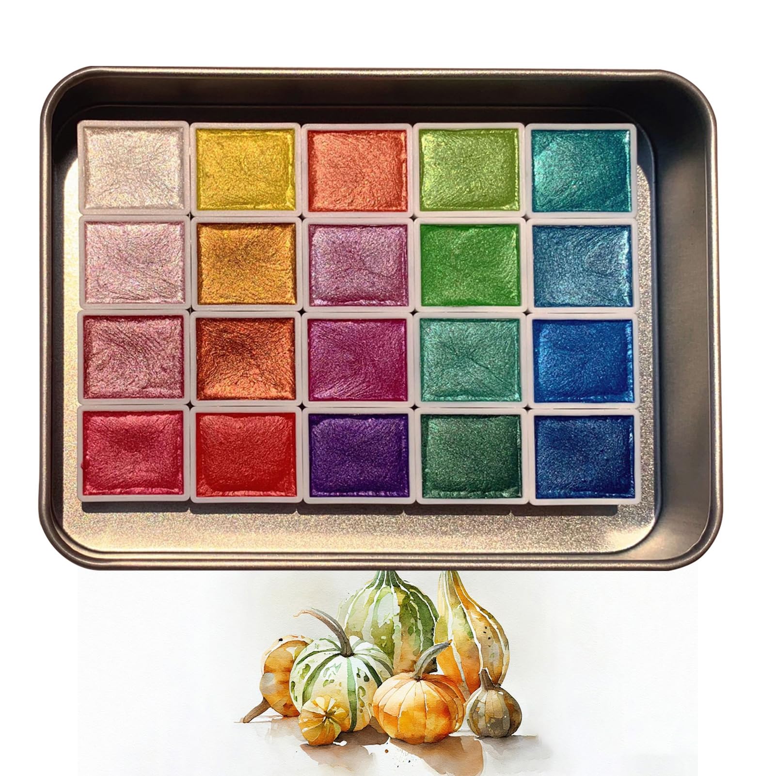 Palette d'aquarelle de couleurs chatoyantes coffret cadeau beaux-arts