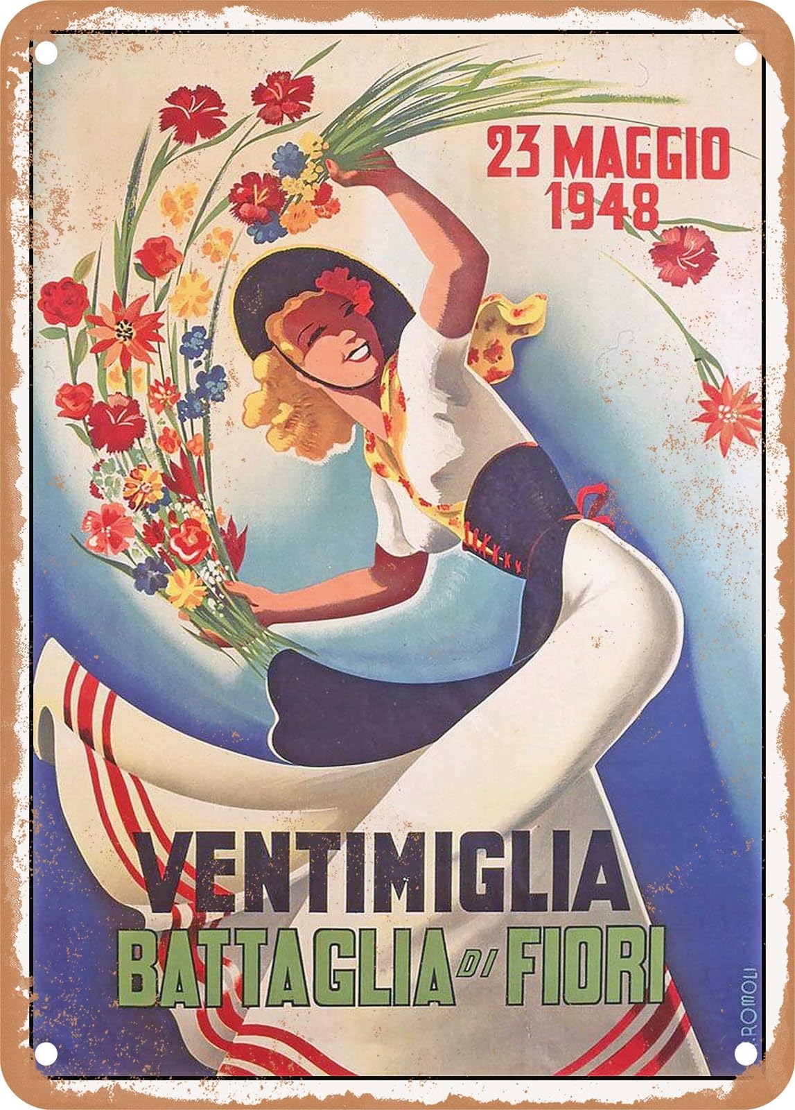 Miaomansenstore Metal Sign - 1949 Ventimiglia Battle Of Flowers Vintage Ad Home Decor