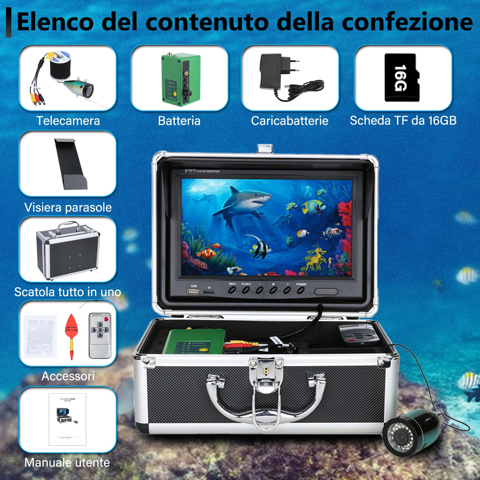 Caméra de Pêche sous-Marine HD 1080P 9 Pouces