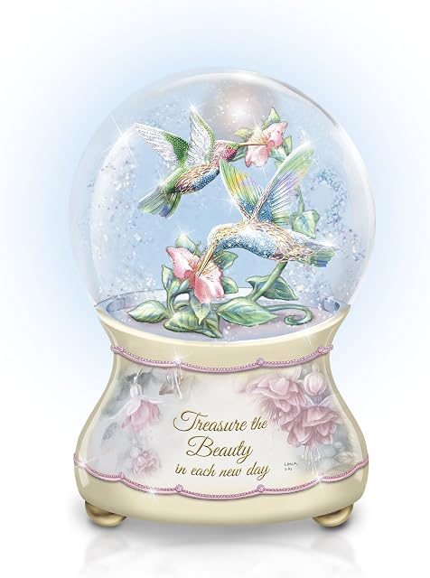 The Bradford Exchange Lena Liu 'Beautiful Treasures' Musical Glitter Globe Heirloom Porcelain® Base, Sculptural Hummingbirds And More Inspired By Lena Liu Art. Plays: 'Wing Beneath My Wings'