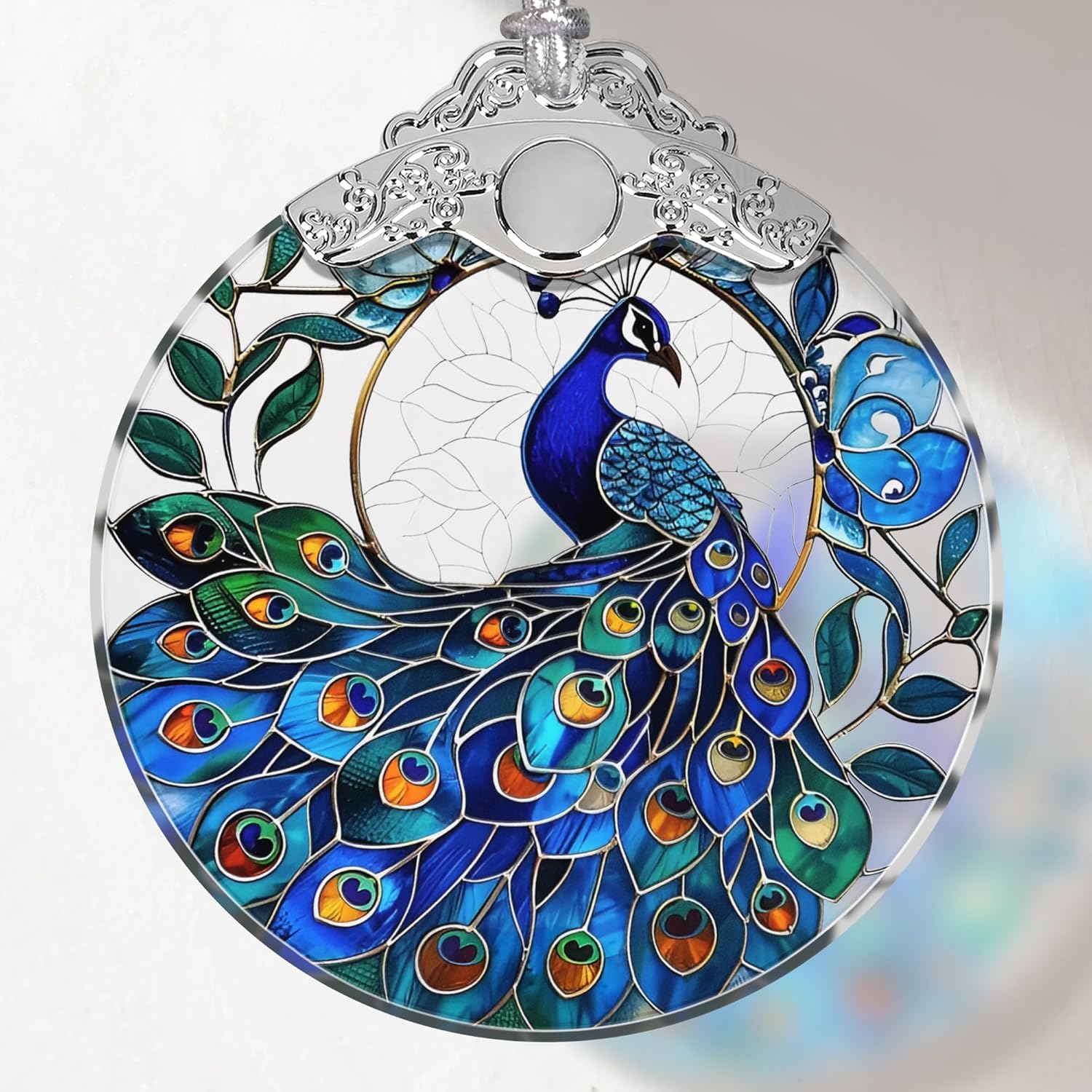 Peacock Stained Glass Ornament - Christmas Tree Decor, Peacock Ornaments (peacock)