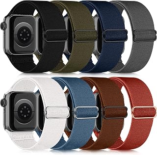 chinbersky 8 Stück Elastisches Nylon Loop Armband Kompatibel mit Apple Watch Armband 40mm 41mm 38mm 42mm,Stoff Verstellbares Dehnbare Sport Ersatzband für iWatch Series 12/11/10/9/8/7/6/5/4/3/2/1/SE