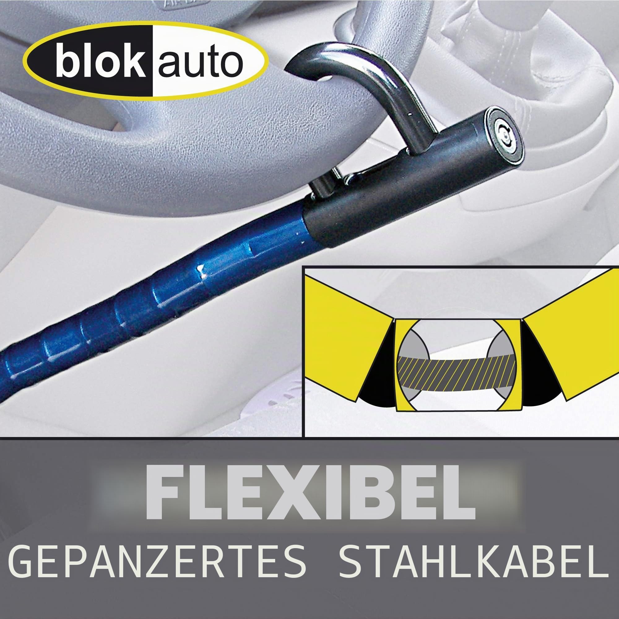 905/B Lenkradsperre Diebstahlsicherung Lenkrad Pedal Auto, Gepanzert und Gelenkig, Anpassungsfähig, Sicherheitsschloss, Lenkradschloss für Auto, Transporter, Lieferwagen, Wohnwagen