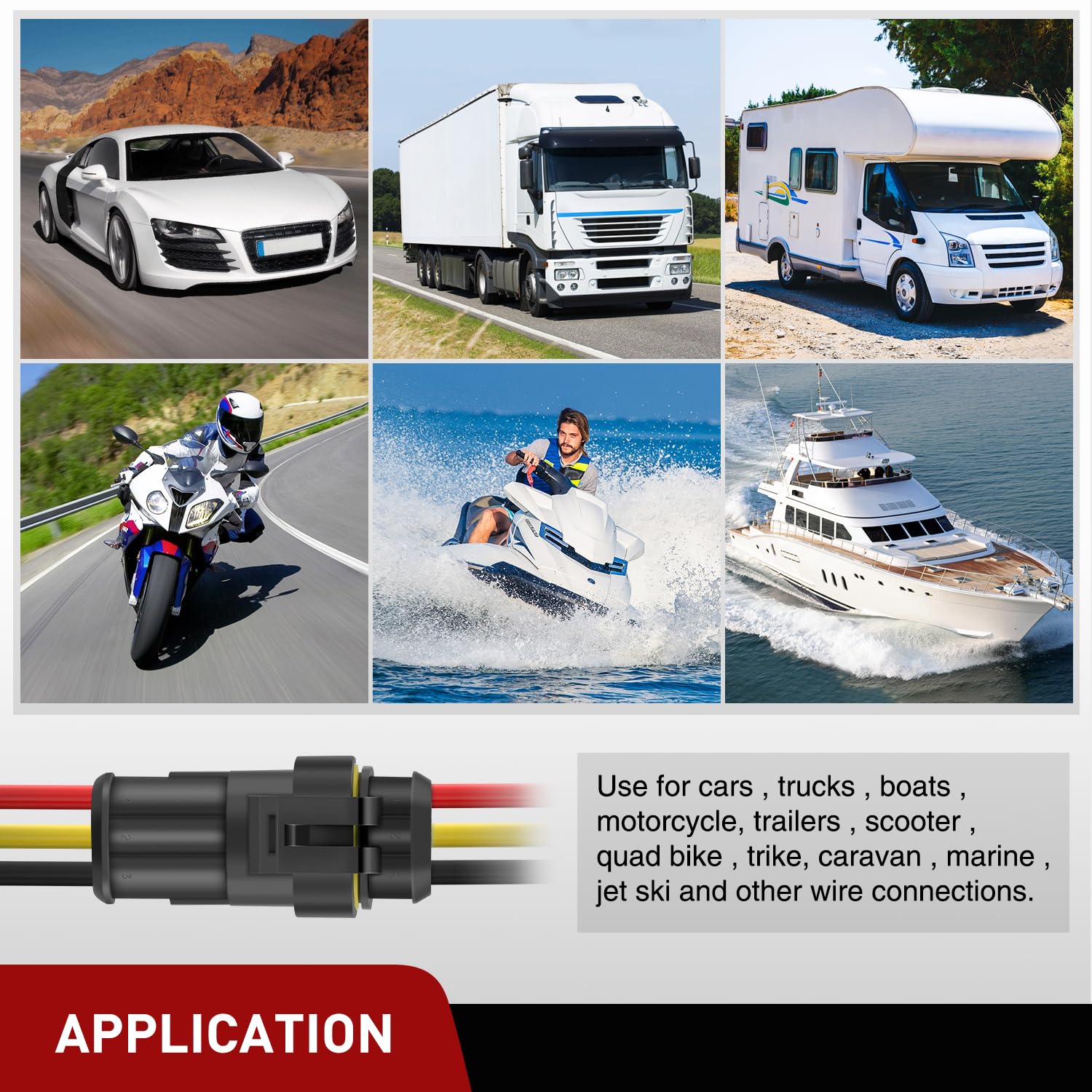 Nilight - Conector eléctrico de 622 unidades, 1, 2, 3, 4, 5, 6 pines, conector macho hembra de conexión rápida, impermeable, para coche, camión, motocicleta, barco marino, 43 juegos