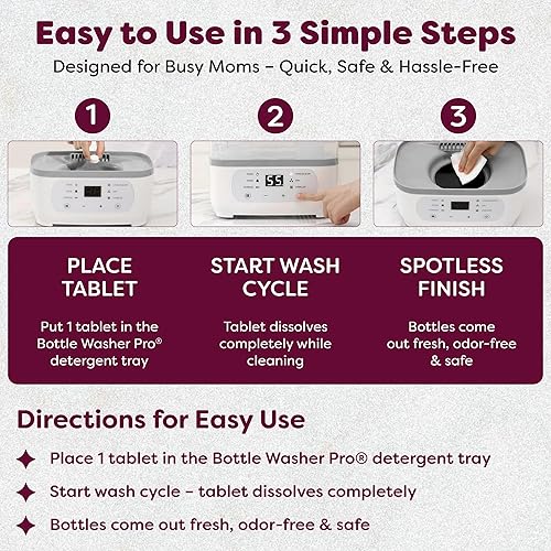 Miniatura 3 de KOOLAMom - Tabletas detergentes para lavado de biberones Momcozy Baby Breeza y todas las lavadoras de botellas, elimina la película de leche y el