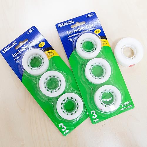 Miniatura 6 de BAZIC - Cinta invisible de 34 x 800 pulgadas, rollos de recambio de cintas de papelería con acabado mate, envoltura de regalo de fotos de