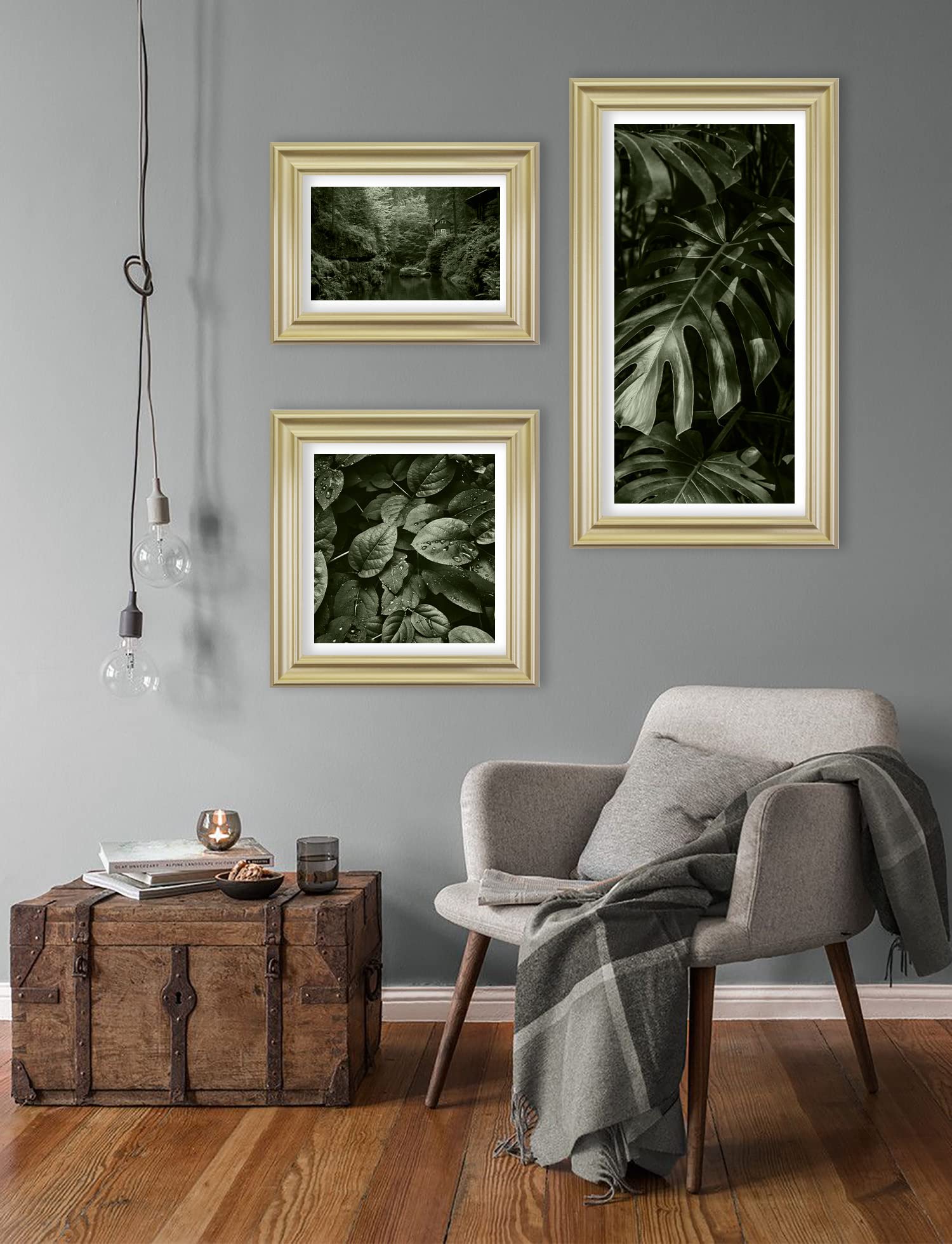 BIRAPA Bergamo - Cornice portafoto in oro singolo, 100 x 100 cm, in legno MDF con vetro sintetico antiriflesso