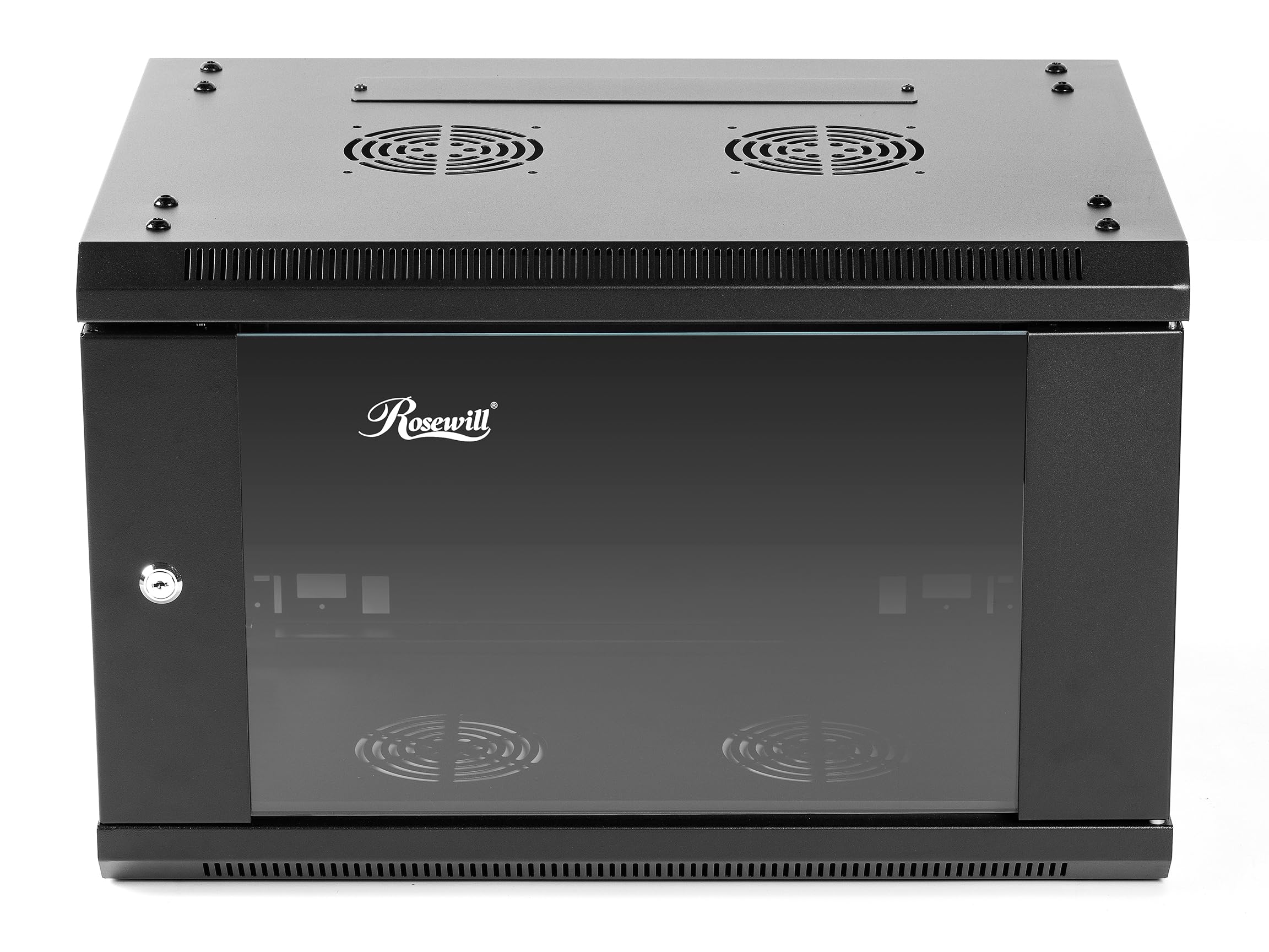 Rosewill6U Server Rack Enclosure with Glass Door, Locks, & Removable Side Panels Wall Mount Network Cabinet 19 Inch Rack 17.7 Inches Deep Flat-Pack